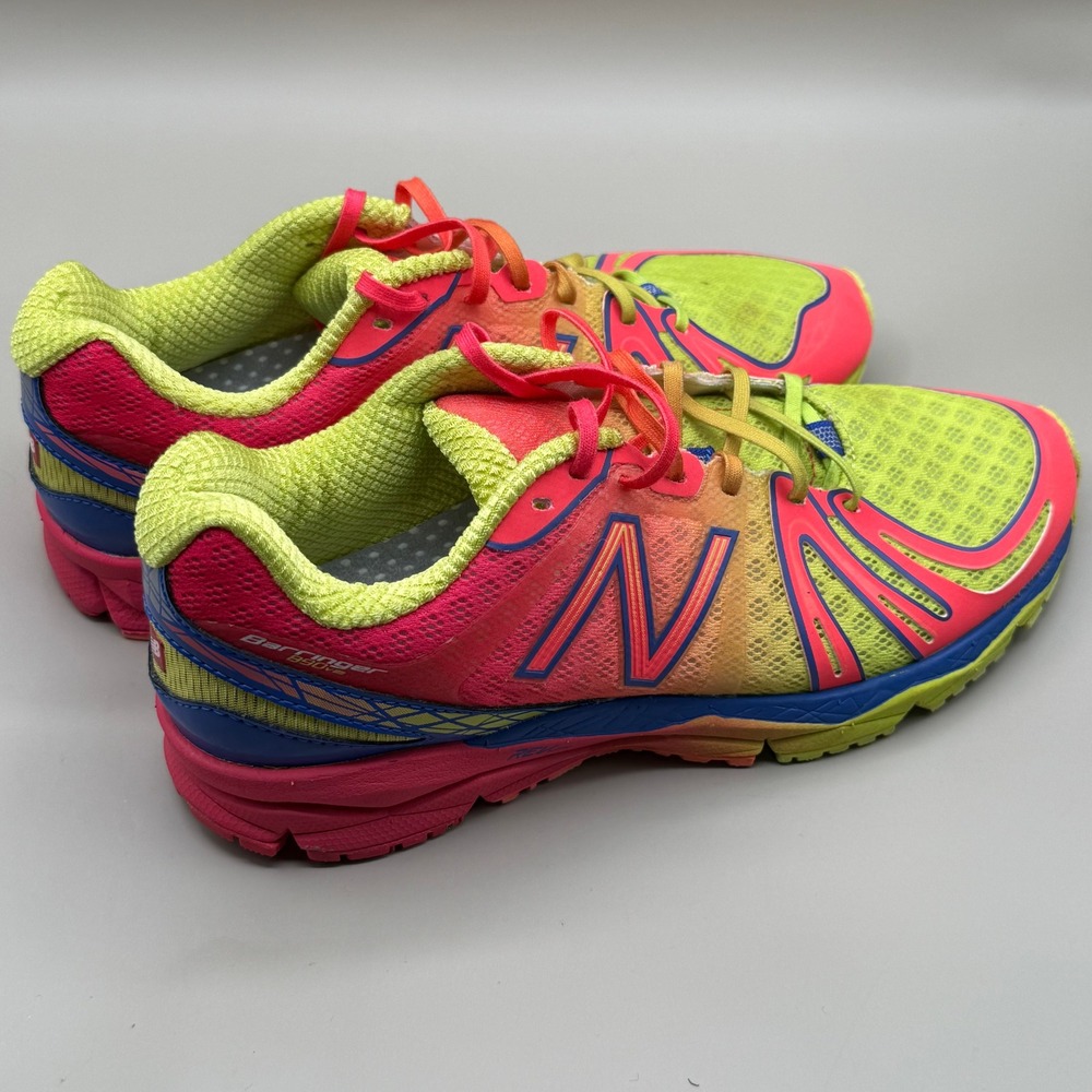 New Balance Womens Running Shoes Neon Pink‎ Yellow Blue Sneakers Size 7.5 - Picture 4 of 9